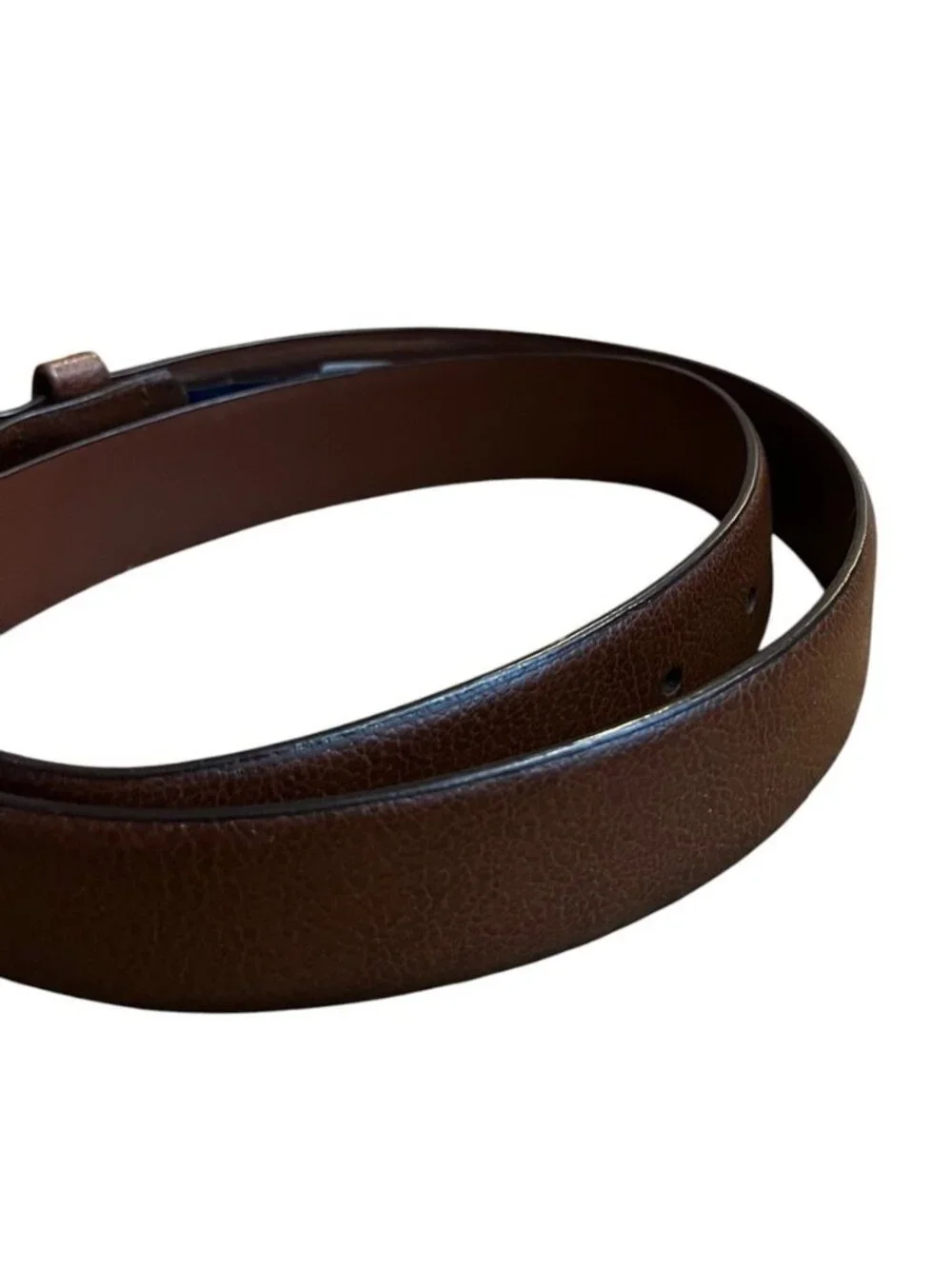 Mens Size 32 / 80 Small Brown Genuine Leather Belt Pewter Buckle Stafford